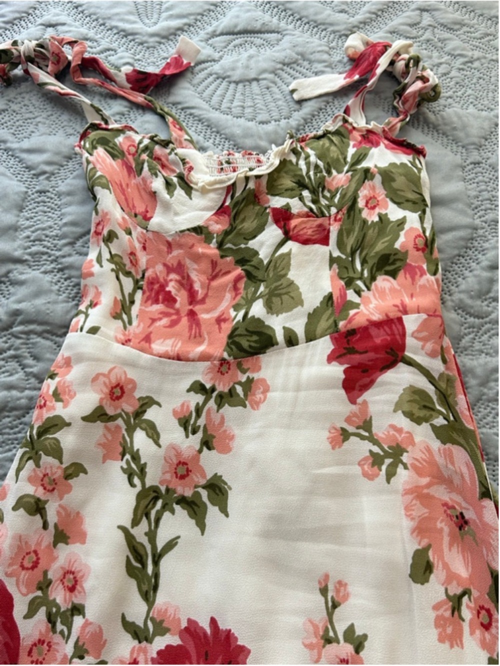 Reformation Nikita Etienne Floral Midi Dress Size 2 Tie Strap Cottagecore - Picture 4 of 13